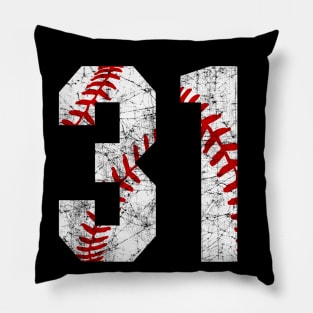 Vintage #31 Baseball Laces Baseball Mom Jersey Love Baseball Pillow