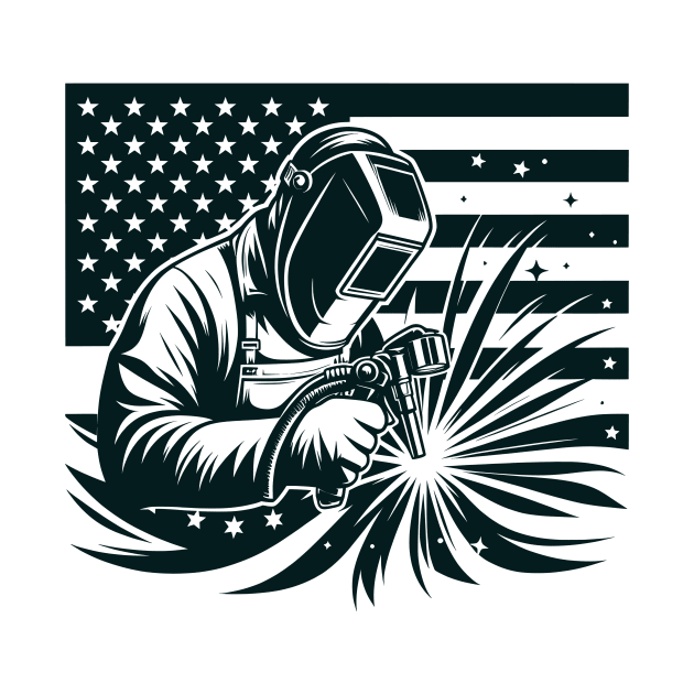 Welding American Welder USA Flag by Visual Vibes