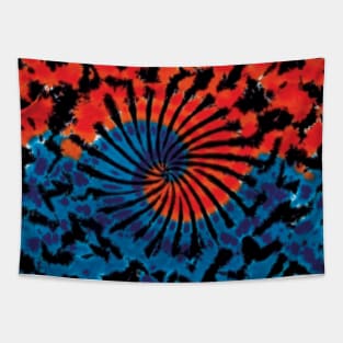 Mini Spiral Crumble Red Blue Black Tie Dye Tapestry