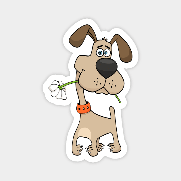 Flower Dog Magnet by JunkyDotCom