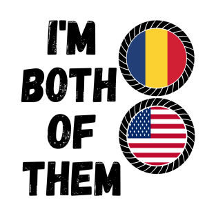 Half Romanian Half American Heritage USA Roots & Romania DNA Family Flag Design T-Shirt