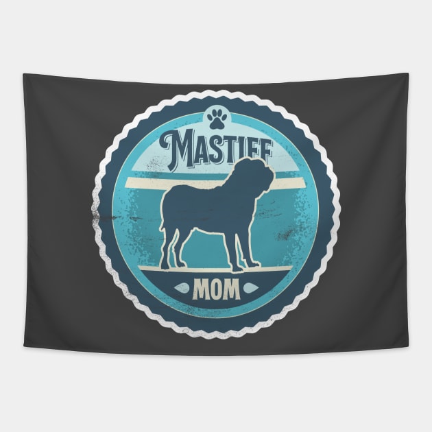 Mastiff Mom - Distressed Dogue de Bordeaux Silhouette Design Tapestry by DoggyStyles