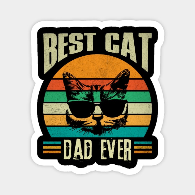 Best Cat Dad Ever Retro Magnet by The WYLD Tribe