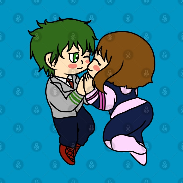 boku no hero deku and uraraka by LillyTheChibi