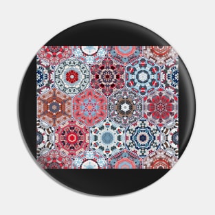 Hexagonal Oriental and ethnic motifs in patterns. Pin