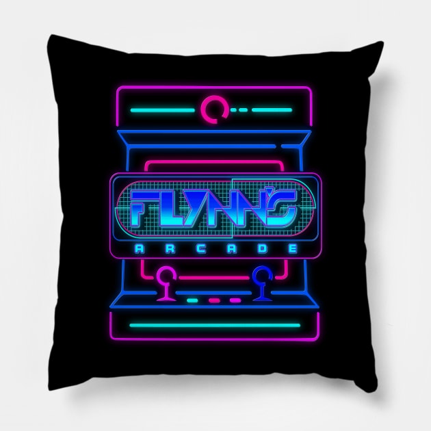 Flynn's Arcade / 80s Neon Game Sci Fi Movie Pillow by darklordpug