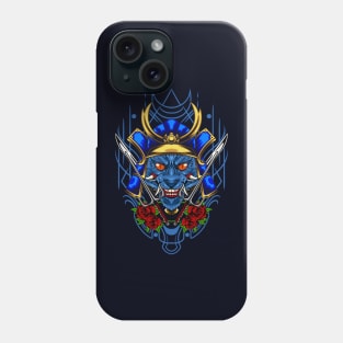 Samurai Cat - Blue Kabuto Phone Case