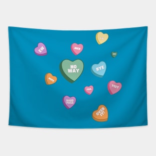 NOPE CANDY HEARTS ANTI VALENTINE'S DAY Tapestry