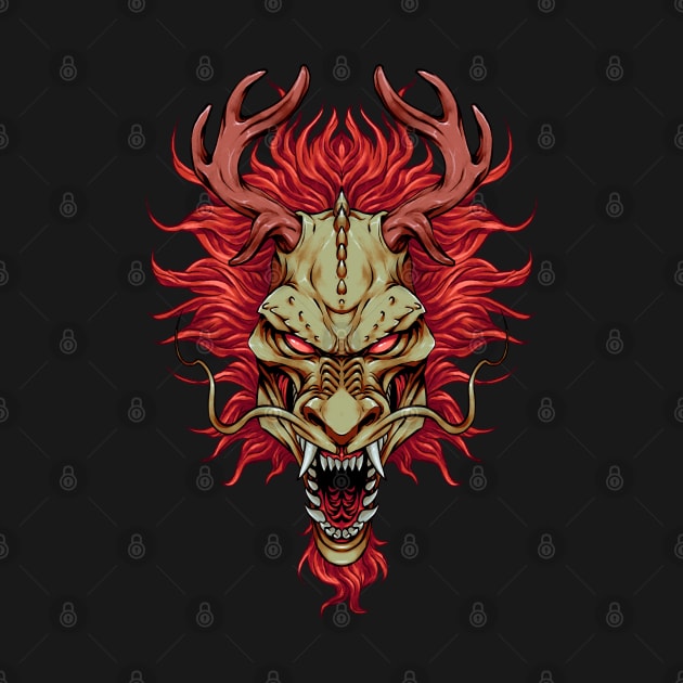 Asian Red Dragon Head by Mang Kumis