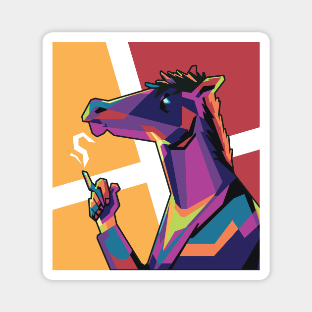 Smoking Horse In Wpap Art Style Magnet by Hanafi