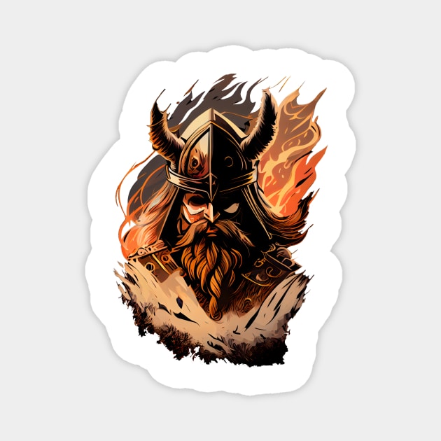Dark Fire Viking Magnet by MLArtifex