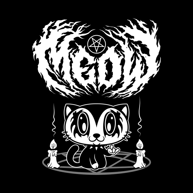 Meow Kawaii Kitty - Black Metal Logo - Creepy Cute Cat - Funny Goth by Nemons