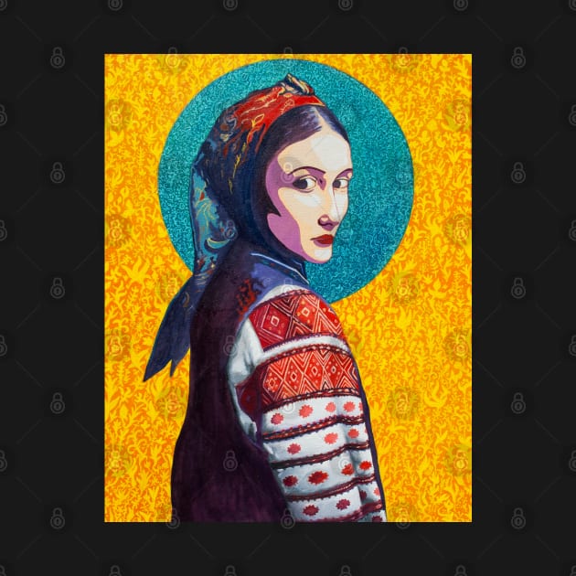 Ukrainian woman in vyshyvanka pop art by arrowdesigns19