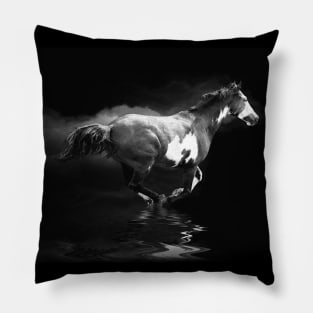 Galloping Pinto Horse and Smoke Pillow