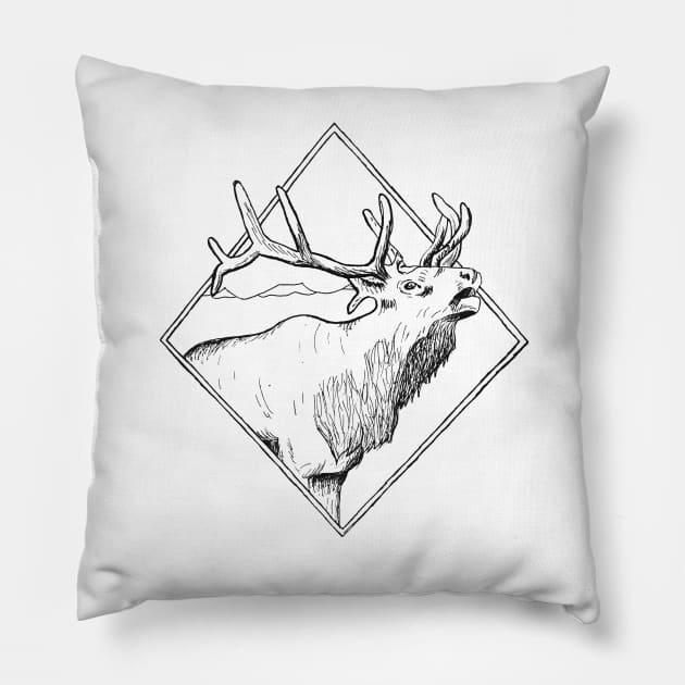 Outdoors Elk Head Pillow by deadlydelicatedesigns