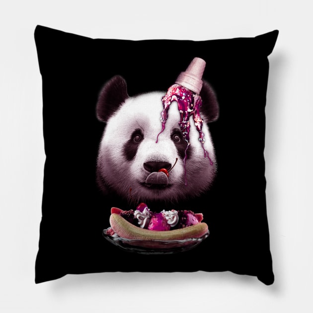 PANDA LOVES ICE CREAM Pillow by ADAMLAWLESS