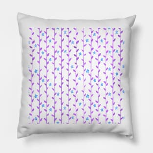 Watercolor Floral Vines Pattern - Periwinkle & Purple Pillow