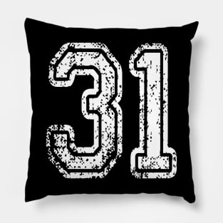 Number 31 Grungy in white Pillow
