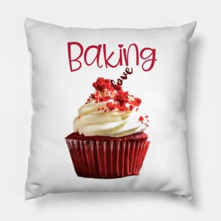 Baking Love Red Velvet Cupcake with Cream Frosting Pillow