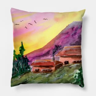 Purple Mountain Sunset Pillow