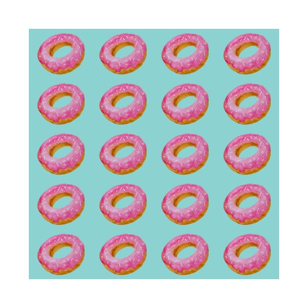 Watercolor donuts pattern - pink and blue background by wackapacka