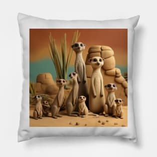 Clay Meerkats 2 Pillow