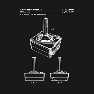 Joystick Patent - Retro Gamer Gaming Streamer Art - Black Chalkboard T-Shirt