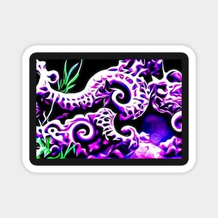 Fractal Art - Purple Aesthetic - Seahorses Magnet