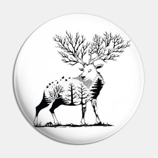 deer with forest background Pin