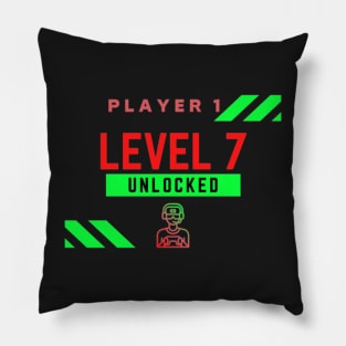 Level 7 unlocked 7th Birthday Gamer Pillow