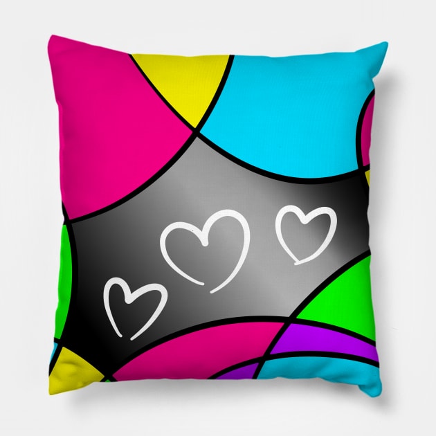 Rainbow heart pattern Pillow by MelanieJeyakkumar