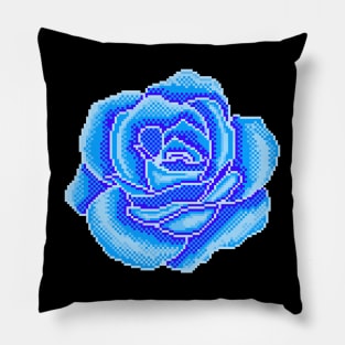 Pixel Blue Rose Pillow