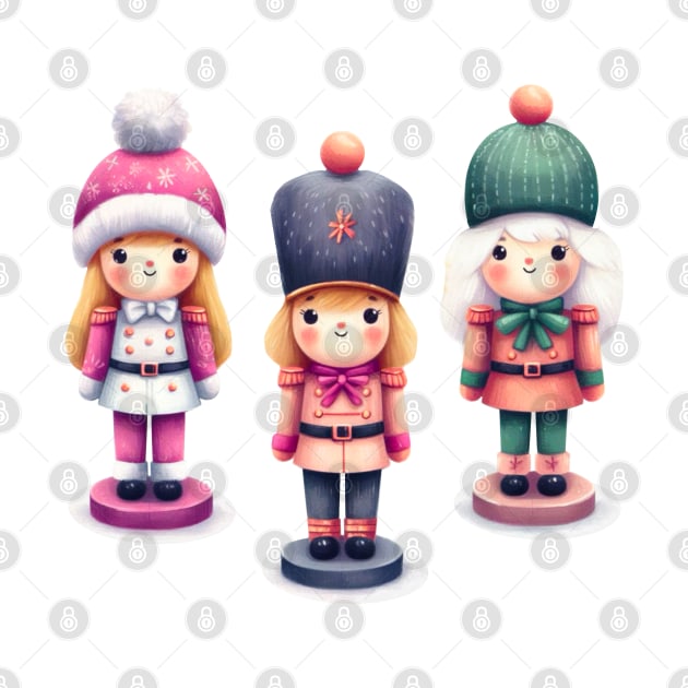 Pastel Christmas Nutcracker Dolls Girly Nutcrackers by Star Fragment Designs