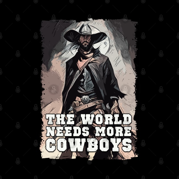 The World Needs More Cowboys Western Cowboy Sayings Illustration by Naumovski