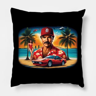 Magnum PI Tribute - Movie Series Magnum Tribute - Higgins - Rick - Selleck Tribute - Tom Tribute Magnum Series - Miami - Beach Pillow