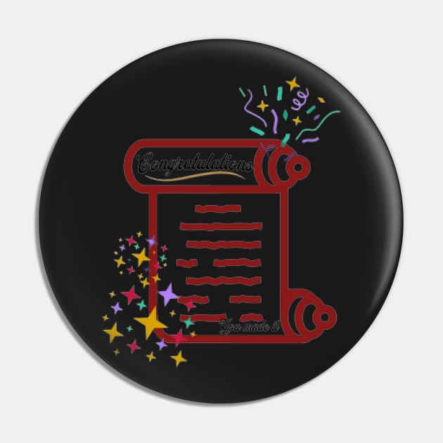 Congratulations, You Made It, Fireworks, Stars Pin by KoumlisArt