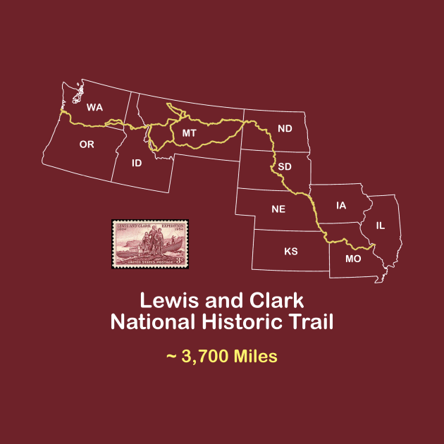 Route Map Design, The Lewis and Clark Trail Trails TShirt TeePublic