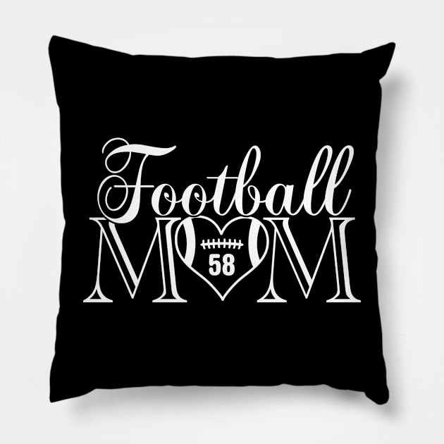 Classic Football Mom #58 That's My Boy Football Jersey Number 58 Pillow by TeeCreations