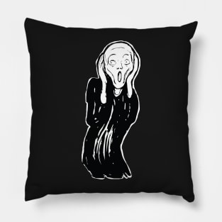 The Scream  minimalized Black and White Pillow