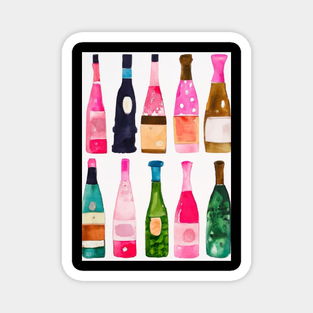 Bottles Pattern Painting Magnet by maxcode