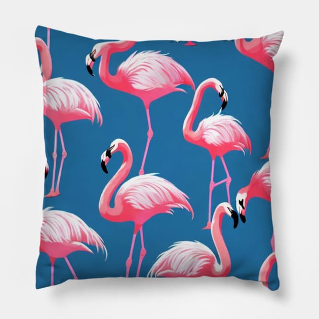 Pink Flamingos Pillow by Proway Design