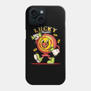 Lucky night. Gambling machine mascot character carrying money Phone Case