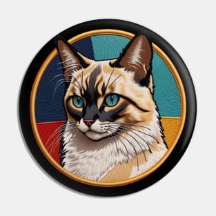 Balinese Cat Embroidered Patch Pin