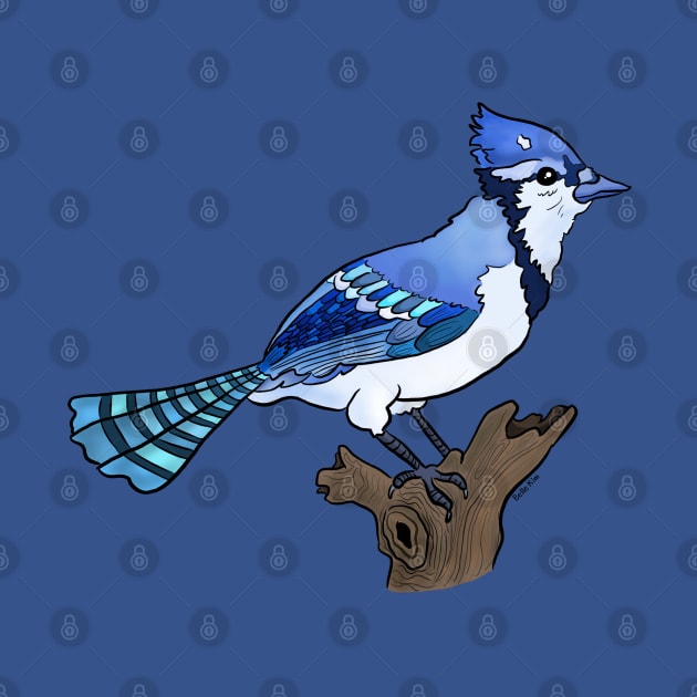 Bluejay bird on branch by doodletokki