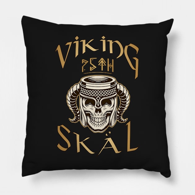 Viking-Skål: 75th Birthday Celebration for a Viking Warrior - Gift Idea Pillow by KrasiStaleva