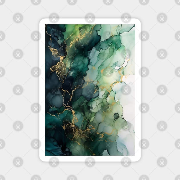 Green Nature - Abstract Alcohol Ink Art Magnet by inkvestor