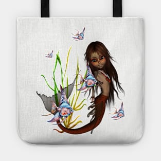 Sweet little mermaid with fantasy fish Tote