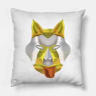 Futuristic Fantasy Wolf Fox Coyote Dog Canine Hybrid Mask (White Background) Pillow