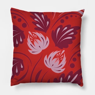 Folk floral print . Abstract flowers art , poster. Pillow