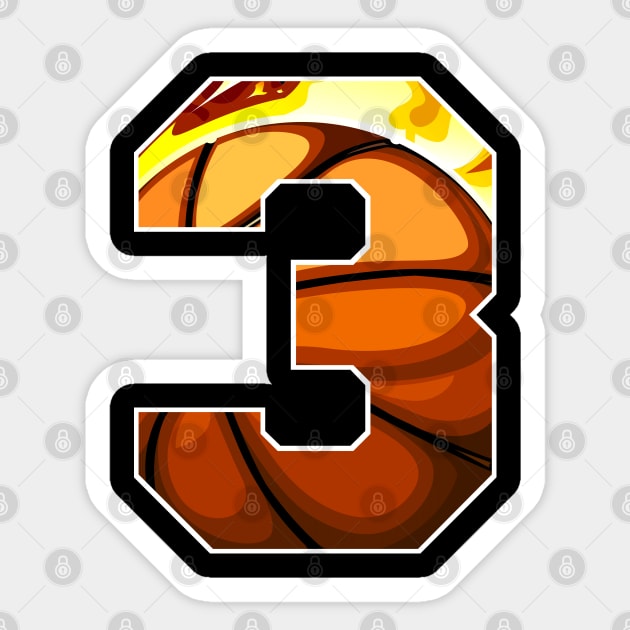 Basketball ball number 3, three Sticker for Sale by TheCultStuff